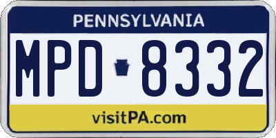 PA license plate MPD8332