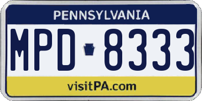 PA license plate MPD8333