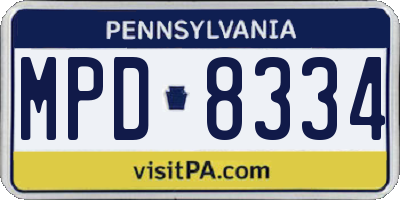 PA license plate MPD8334