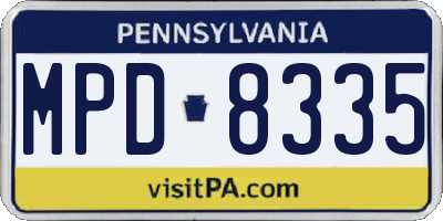 PA license plate MPD8335