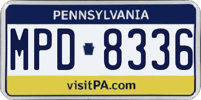 PA license plate MPD8336