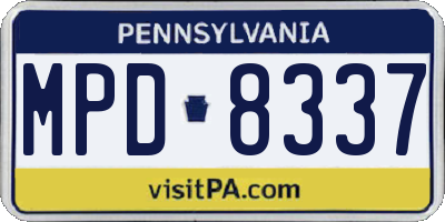 PA license plate MPD8337