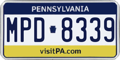 PA license plate MPD8339