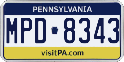PA license plate MPD8343