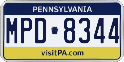 PA license plate MPD8344