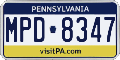 PA license plate MPD8347