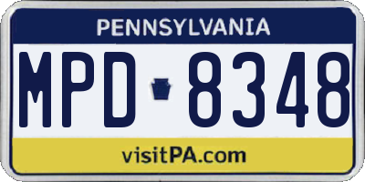PA license plate MPD8348