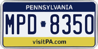 PA license plate MPD8350