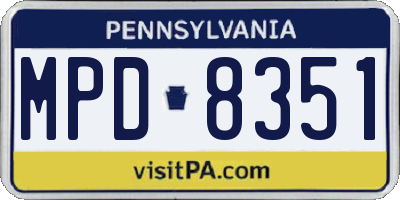 PA license plate MPD8351
