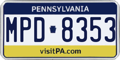 PA license plate MPD8353