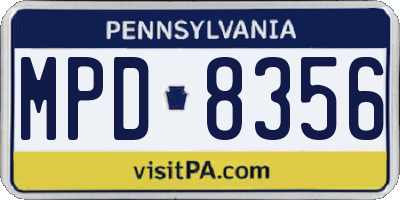 PA license plate MPD8356