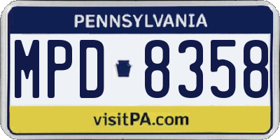 PA license plate MPD8358