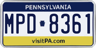 PA license plate MPD8361
