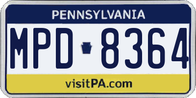 PA license plate MPD8364