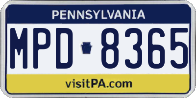 PA license plate MPD8365