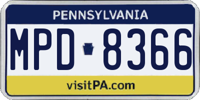 PA license plate MPD8366