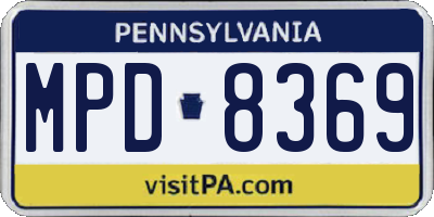 PA license plate MPD8369