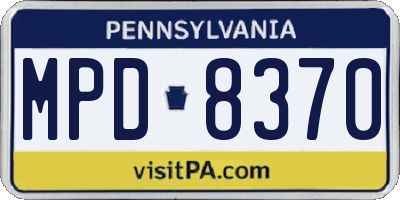 PA license plate MPD8370
