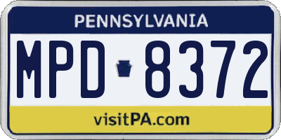 PA license plate MPD8372