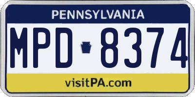 PA license plate MPD8374