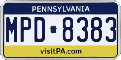 PA license plate MPD8383