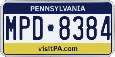 PA license plate MPD8384