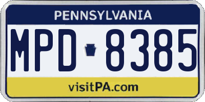 PA license plate MPD8385