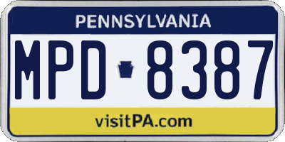 PA license plate MPD8387