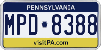 PA license plate MPD8388