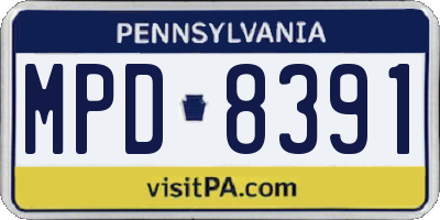 PA license plate MPD8391