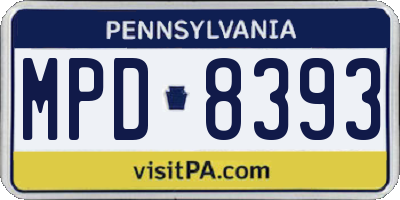 PA license plate MPD8393