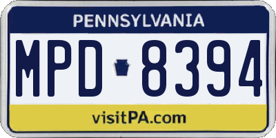 PA license plate MPD8394