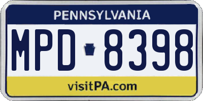 PA license plate MPD8398
