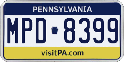 PA license plate MPD8399