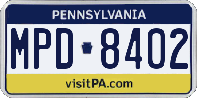 PA license plate MPD8402