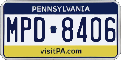 PA license plate MPD8406