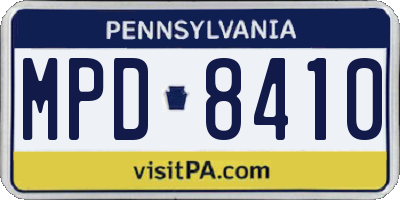 PA license plate MPD8410