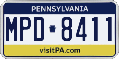 PA license plate MPD8411