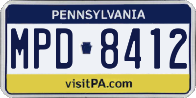 PA license plate MPD8412