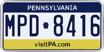 PA license plate MPD8416