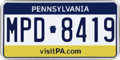 PA license plate MPD8419