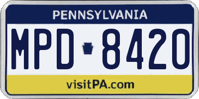 PA license plate MPD8420
