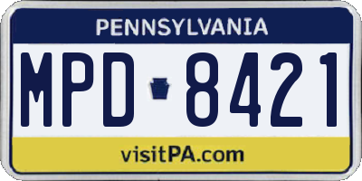 PA license plate MPD8421