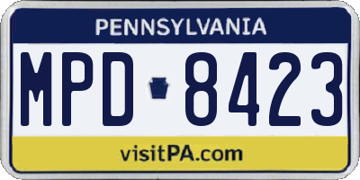 PA license plate MPD8423