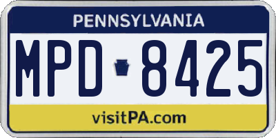PA license plate MPD8425
