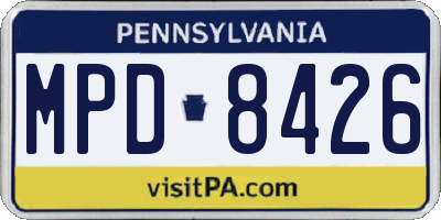PA license plate MPD8426