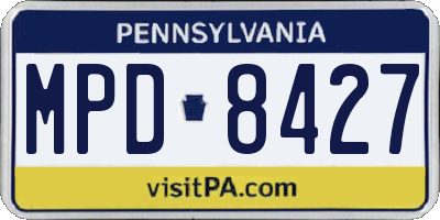 PA license plate MPD8427