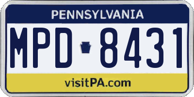 PA license plate MPD8431