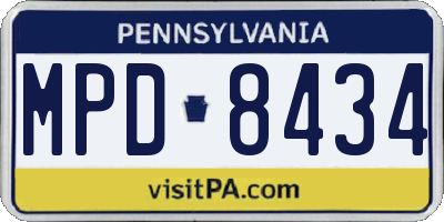 PA license plate MPD8434