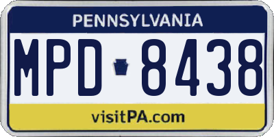 PA license plate MPD8438